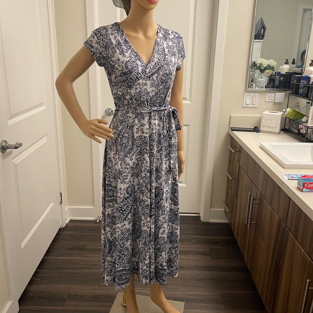 Elegant Blue and White Women's Dress